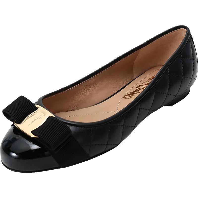 Salvatore Ferragamo 菲拉格慕 女士VARINAQ皮革Vara蝴蝶结芭蕾舞平底鞋单鞋 0672100