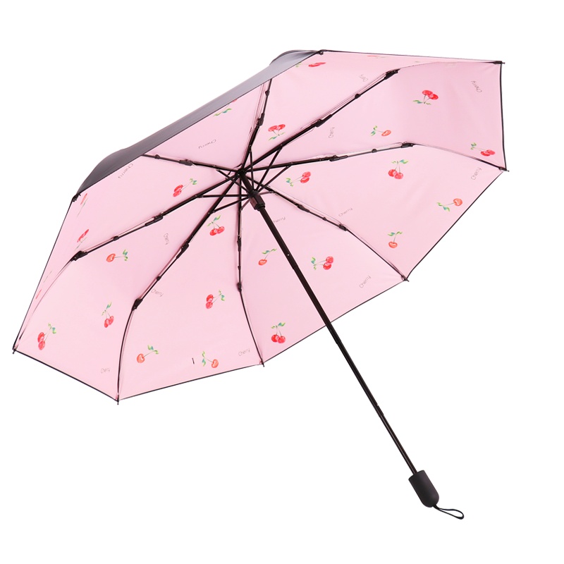 天堂伞 全遮光黑胶防晒三折晴雨伞太阳伞遮阳伞礼品伞 樱歌粉色