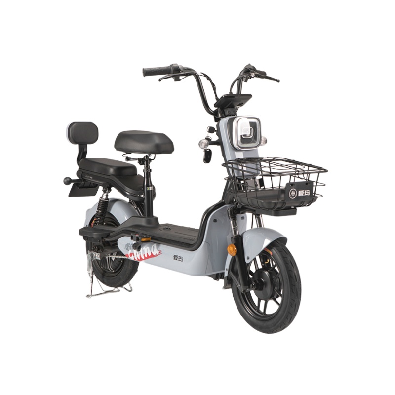 爱玛(AIMA) 轻便锂电代步电动自行车 48V20AH apple 无铅透明红/亚黑