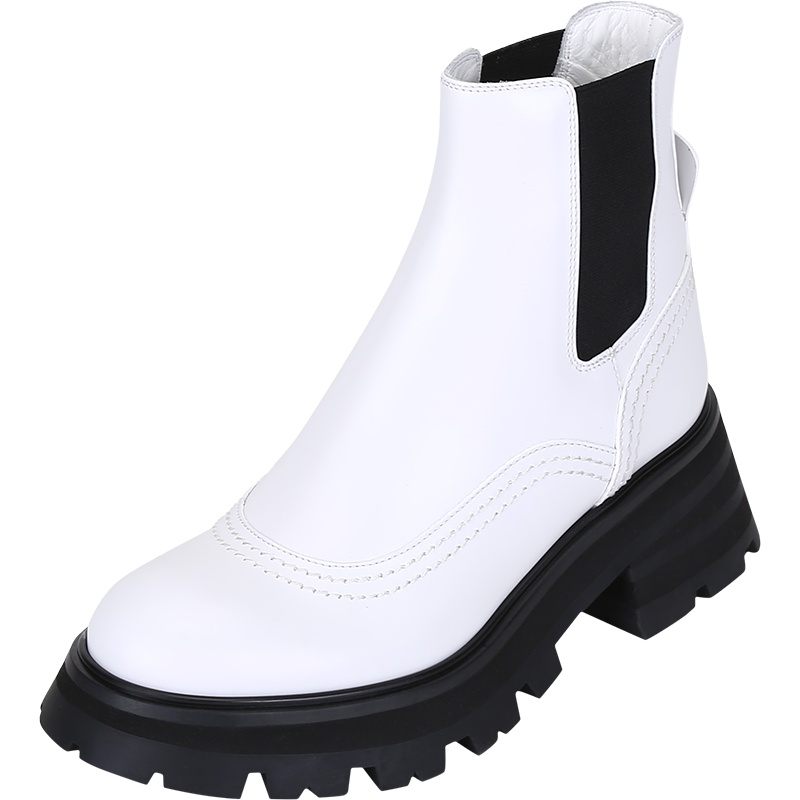 亚历山大·麦昆 ALEXANDER MCQUEEN 女士牛皮革/织物靴子短靴切尔西靴666368 WHZ84