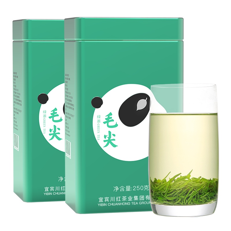 买1送1 川红 毛尖绿茶 浓香型四川绿毛尖明前茶叶250g/盒