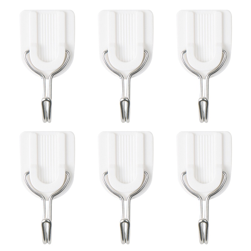 绿之源 6只装无痕强力粘钩免钉浴室粘钩卫生间厨房门后挂衣钩免打孔墙壁挂钩帖（白色）Z-2309