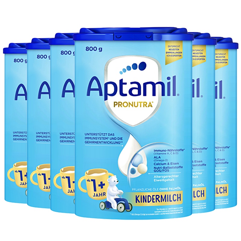 [6罐装 新效期2026年1月后]原装进口德国爱他美Aptamil婴幼儿奶粉1+段(1岁以上)800g进口儿童奶粉