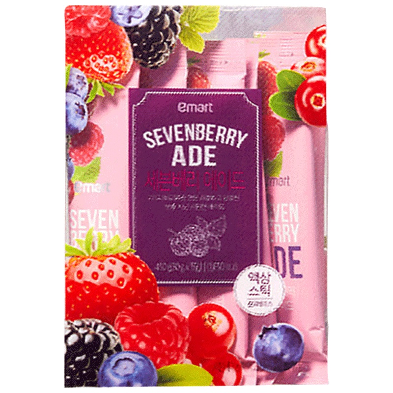 [黑莓口味]易买得(emart)蓝莓覆盆子黑莓味汽水 30g*15包/盒 夏日冲饮 饮料 果汁 果味冲饮 韩国进口