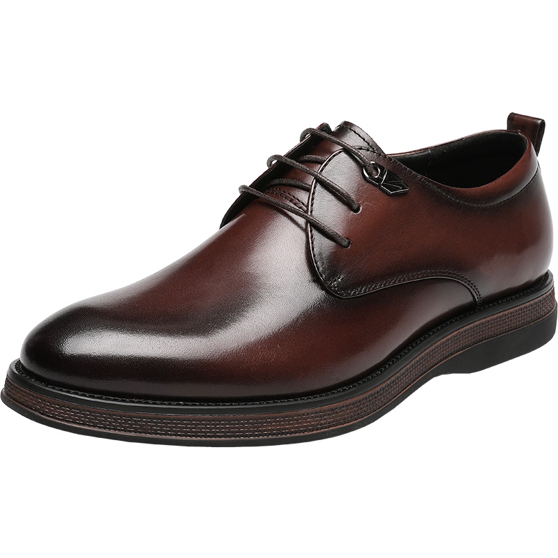 红蜻蜓男皮鞋2020新款春秋真皮商务正装英伦大头皮鞋系带透气男鞋