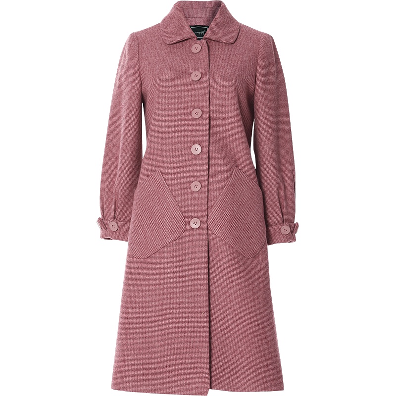 OUNIXUE欧昵雪 | 秋冬季宽松休闲灯笼袖格纹中长款外套时尚长袖加厚呢子大衣女