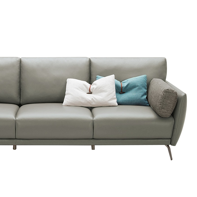 顾家家居 真皮沙发 意式简约北欧头层牛皮小户型客厅沙发 羽绒填充 三人位 (送扶手枕*2+抱枕*2)