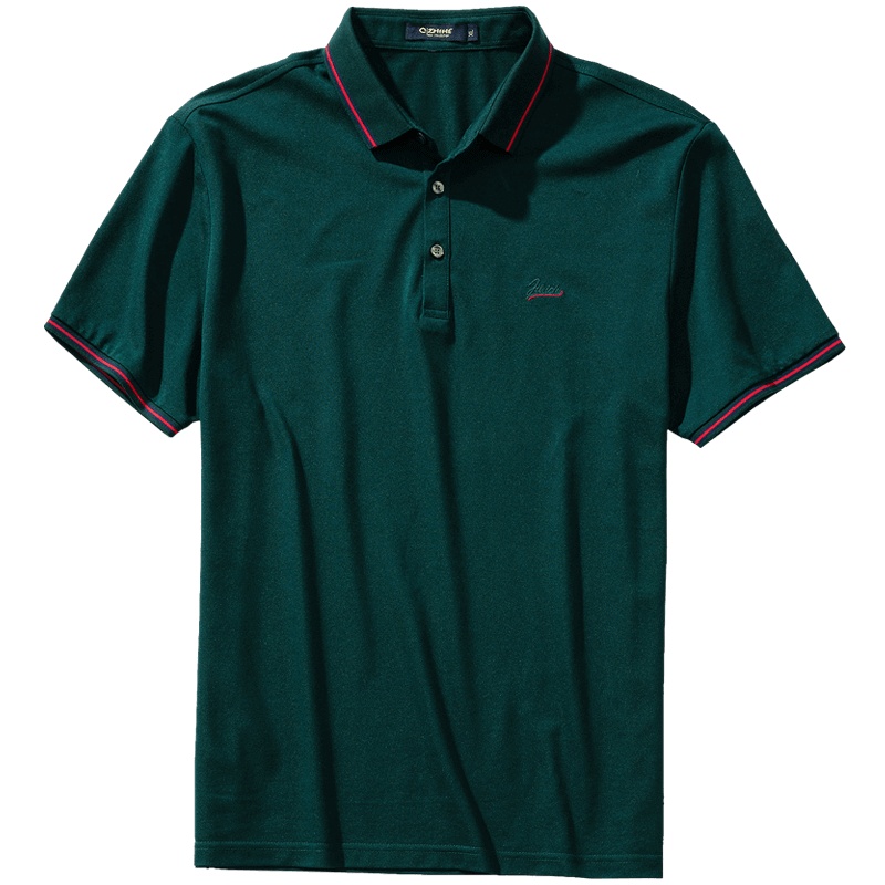 千纸鹤冰丝宽松短袖polo衫男翻领刺绣商务T恤保罗男士款潮牌男装25009