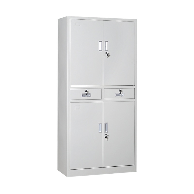 尔迈 文件柜铁皮柜办公柜钢制资料柜储物柜带锁钢制档案柜 中二斗双节柜