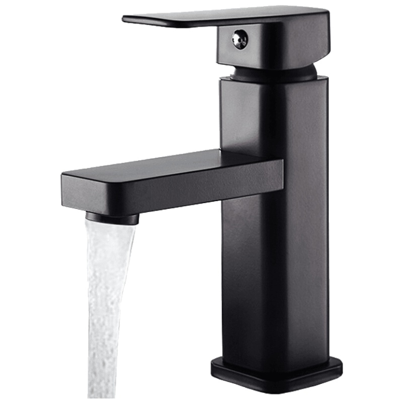 黑色面盆冷热水龙头台上盆加高卫生间浴室柜洗手盆洗脸盆单孔龙头安心抵