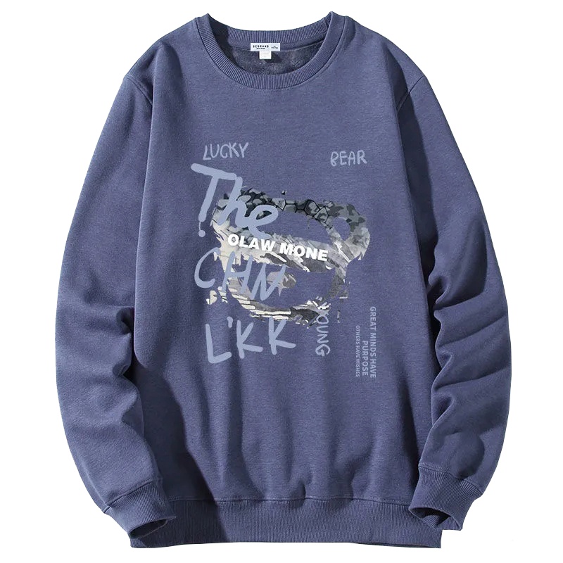 DEBRAND卫衣男春秋韩版潮流百搭潮牌印花上衣情侣装套头圆领外套