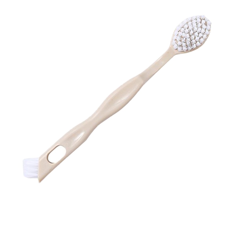 素色可挂双头长柄清洁鞋刷 鞋刷子洗鞋专用多功能软毛刷清洁刷子 米色1个