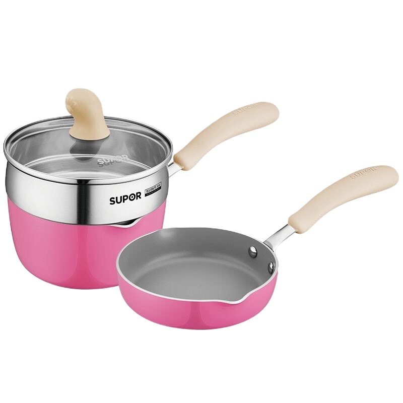苏泊尔(SUPOR) TP2008T 雅悦小馋喵辅食三件套 (16cm奶锅+16cm煎锅+16cm蒸格) (单位:套)