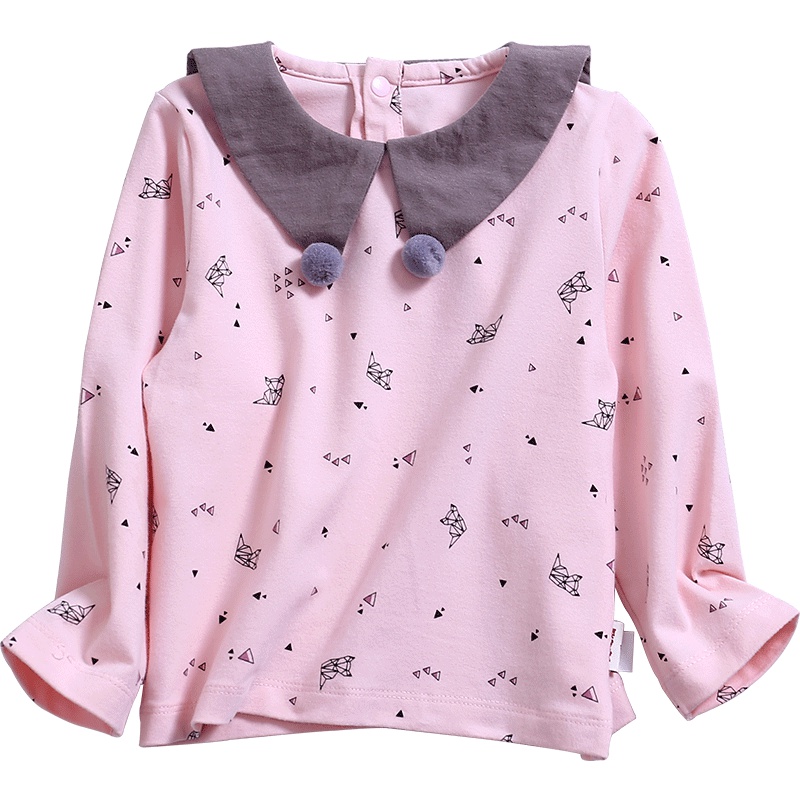 [苏宁自营]龙之涵 儿童t恤长袖女童圆领打底衫春秋季上衣宝宝洋气春秋装