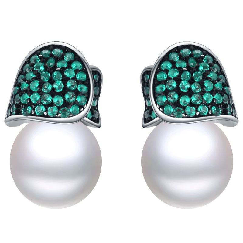 佰色传情淡水珍珠耳钉女气质网红耳坠耳饰纯银新款潮耳环高级感