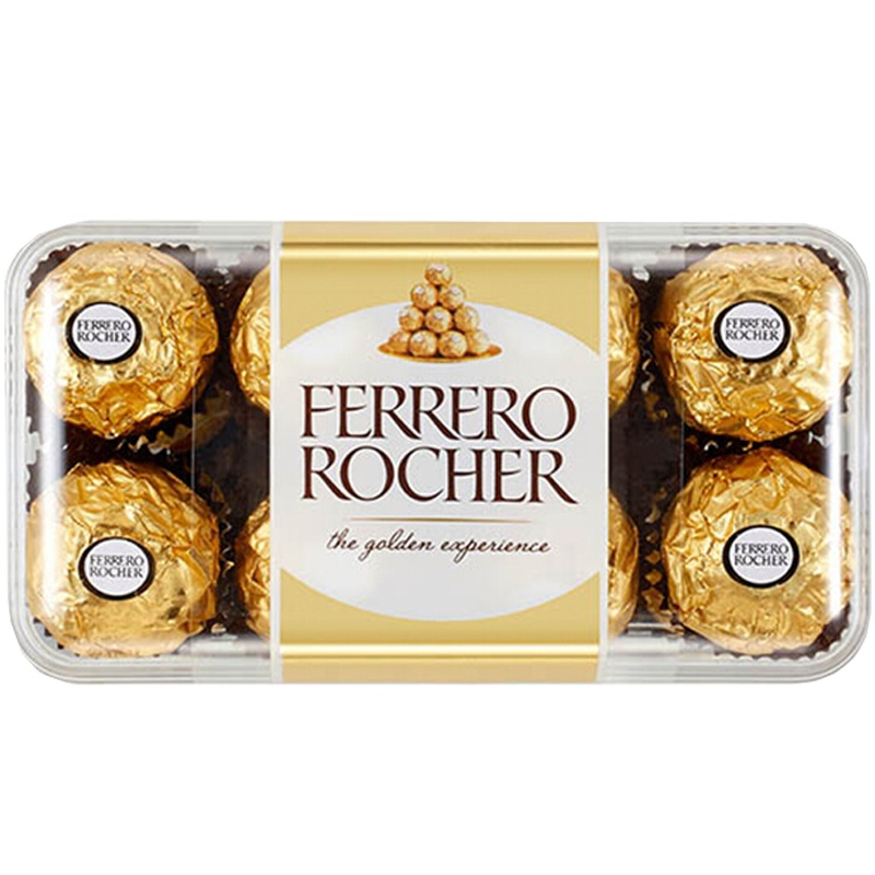 费列罗(Ferrero Rocher)榛果威化糖果巧克力 婚庆喜糖零食 情人节礼物 16粒礼盒装200g