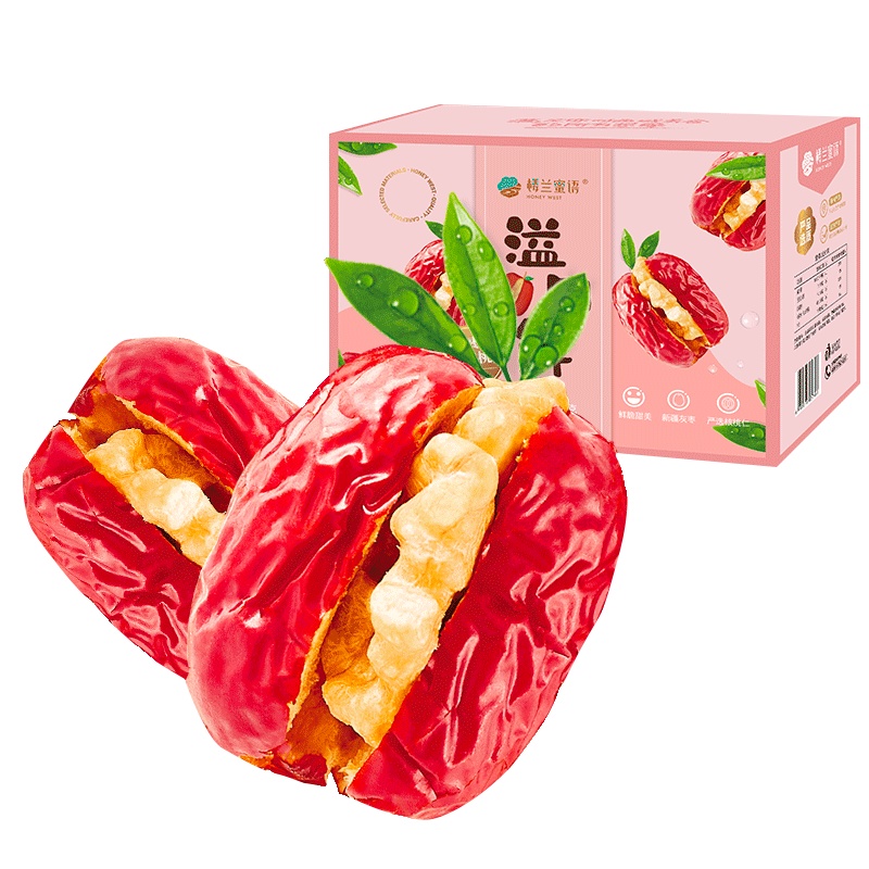楼兰蜜语枣夹核桃仁628g/箱 锁鲜灰枣夹核桃 抱抱果夹心红枣夹核桃 坚果零食礼盒 休闲零食