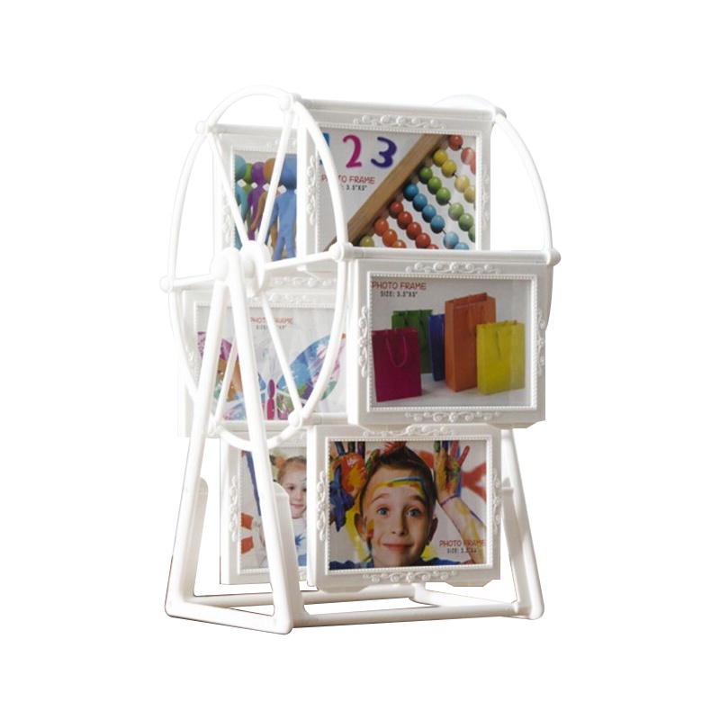 墨斗鱼 礼物 摩天轮相框摆台 5寸旋转大风车相片框 创意儿童照片框照片架组合相架 升级浮雕款