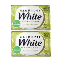 日本花王进口香皂 white天然奶植物沐浴香皂洁面皂沐浴皂肥皂130g*2 两块装 柠檬茉莉花香