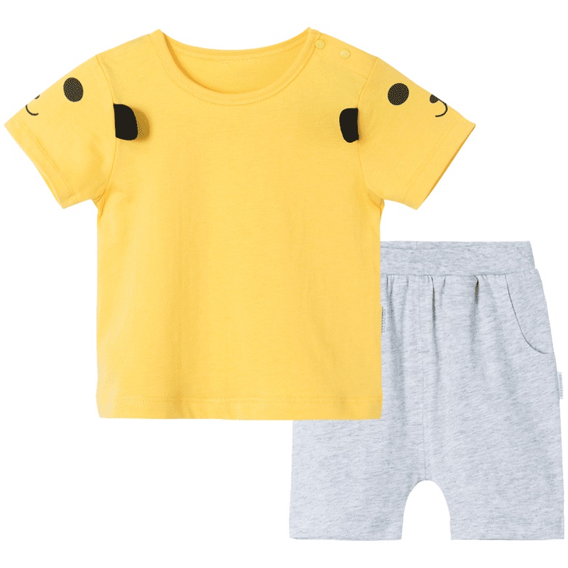 贝贝怡男童纯棉短袖套装夏季1-3-6岁宝宝短T短裤2件套182T136
