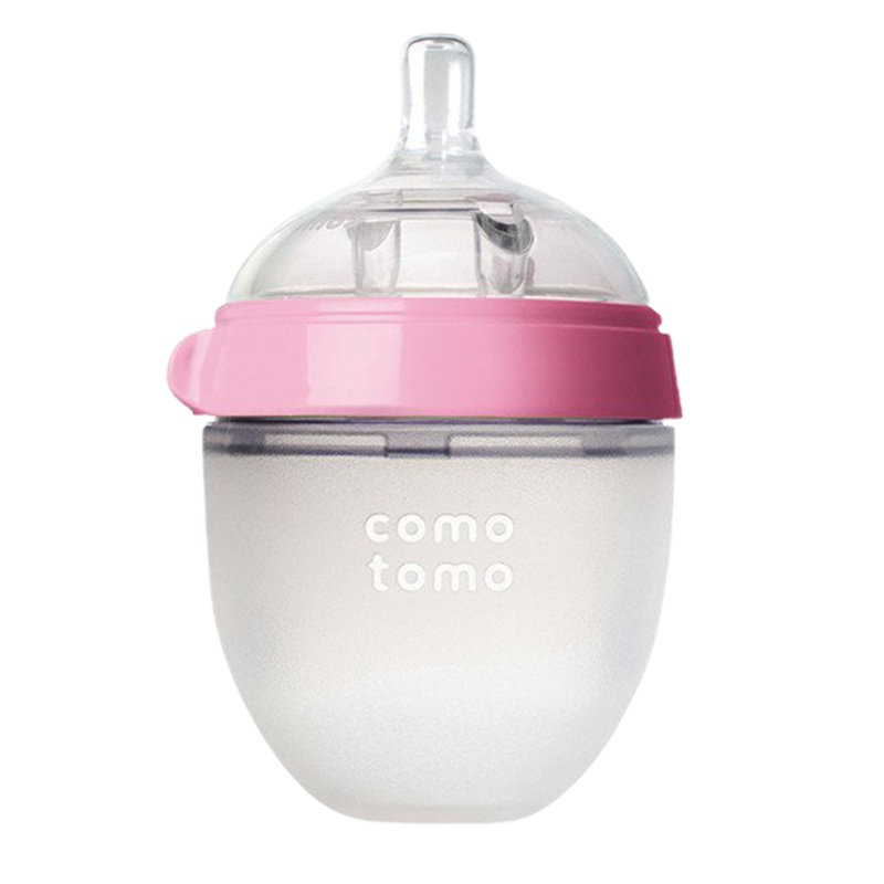 韩国原装进口 comotomo可么多么宽口径奶瓶宽口奶瓶150ml粉色 新生儿防账气 1个装