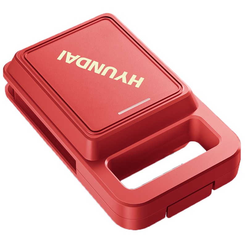 Hyundai三明治早餐机多功能家用轻食面包吐司压烤机华夫饼机神器[标配+甜甜圈烤盘+丸子烤盘]丹砂红