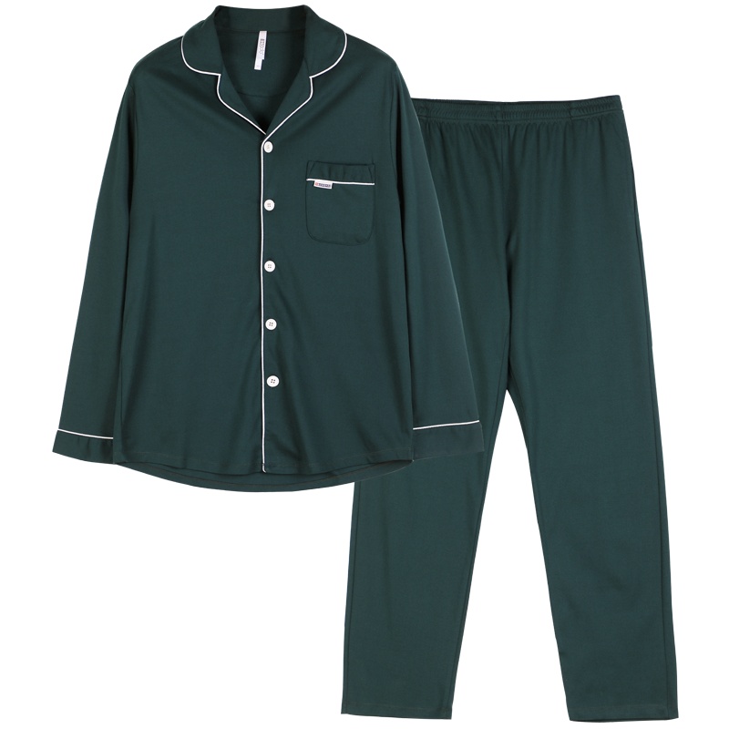 红豆居家(Hodohome) 春秋男式纯棉长袖情侣睡衣套装男士紧密赛络纺家居服