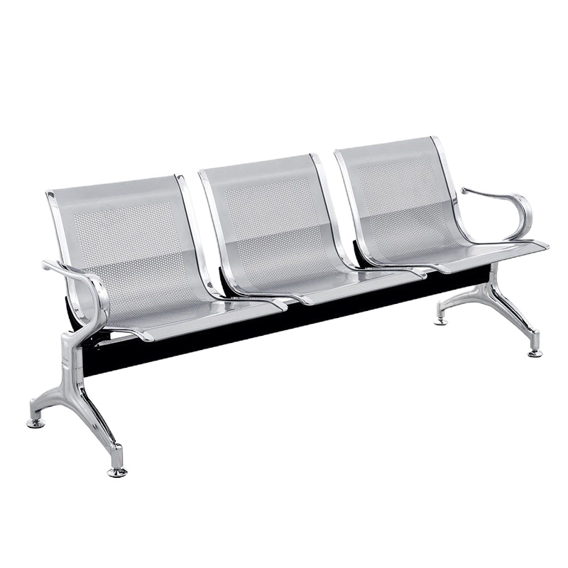 麦格尚 机场椅公共钢制排椅银行等候椅医院候诊椅不锈钢车站椅公共区域休息椅 三人位(1750长×650宽×780高)