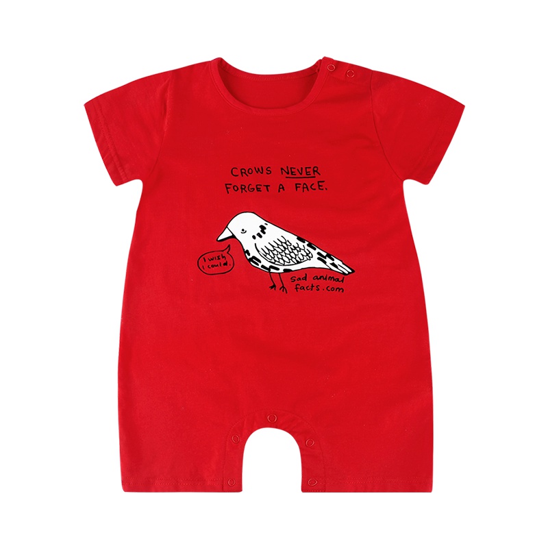 【专柜同款】angeeb 宝贝心语 0-2岁宝宝短袖短裤连身衣 婴儿夏季爬服 新生儿印花连体衣