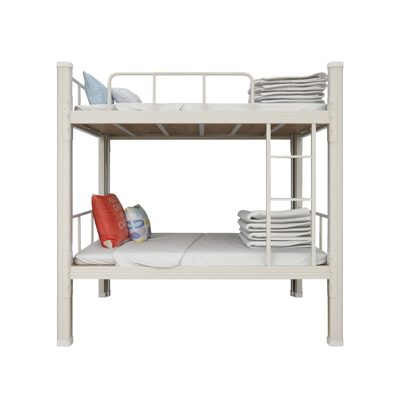 臻远钢制双层床宿舍铺员工高低铁床铺公寓铁架子床双人床 白色1800*1200*2000