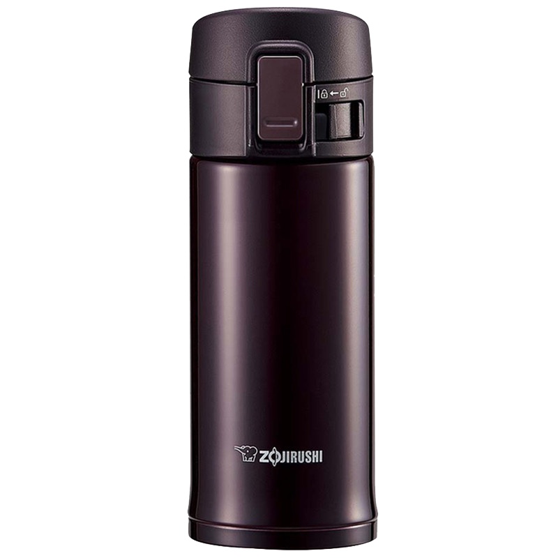 象印(ZOJIRUSHI)保温杯SM-KC36-VD 304不锈钢一键开启男女士水杯便携真空保冷杯 360ml棕紫色