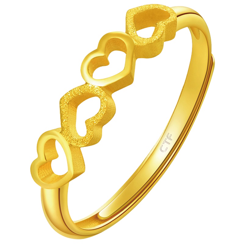 周大福珠宝首饰愿得伊人心足金黄金戒指计价（工费58元）F191697