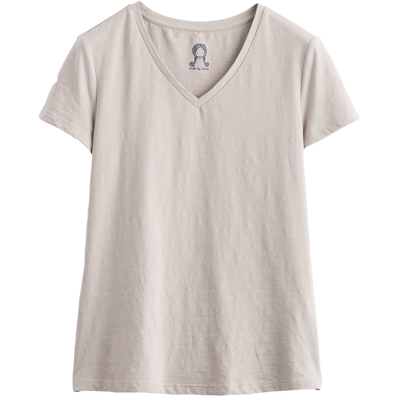 茵曼夏装新款棉素系列纯棉短袖T恤女打底衫