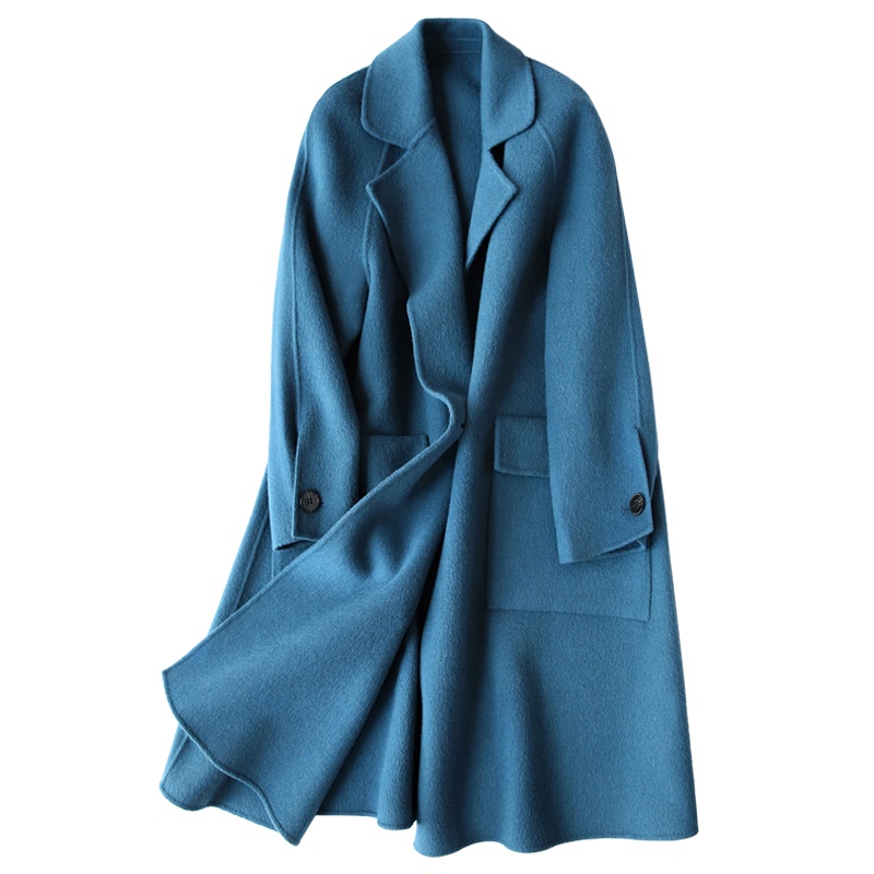 高梵(GOLDFARM)韩版阿尔巴卡双面呢羊毛大衣女中长款斗篷式呢子外套