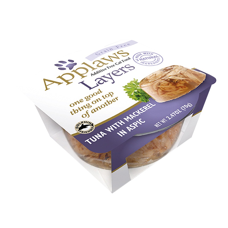 爱普士猫餐盒 英国Applaws 猫用吞拿鱼鲭鱼肉冻口味猫咪营养湿粮零食分层餐盒70g