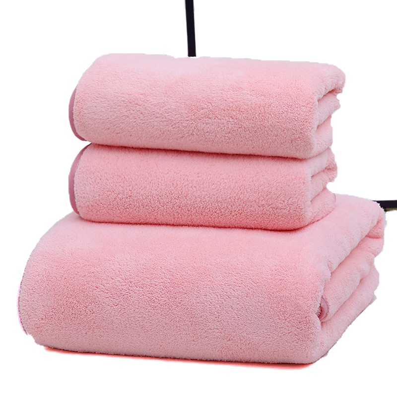 斜月三星家纺 珊瑚绒毛巾浴巾套装 2毛巾+1浴巾三件套吸水加厚 成人儿童男女通用