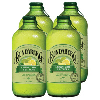 [无酒精汽水]宾得宝(Bundaberg)青柠苏打水饮料 375ml*4瓶 汽水 澳大利亚进口