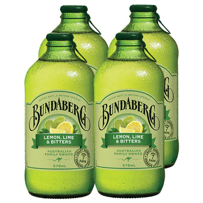 [无酒精汽水]宾得宝(Bundaberg)青柠苏打水饮料 375ml*4瓶 汽水 澳大利亚进口