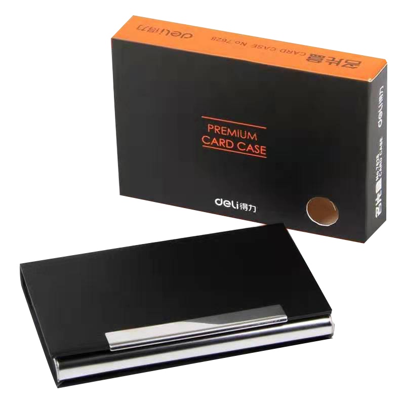 [精选]得力(deli)便携商务名片 盒 男女办公皮面名片夹 颜色随机7628