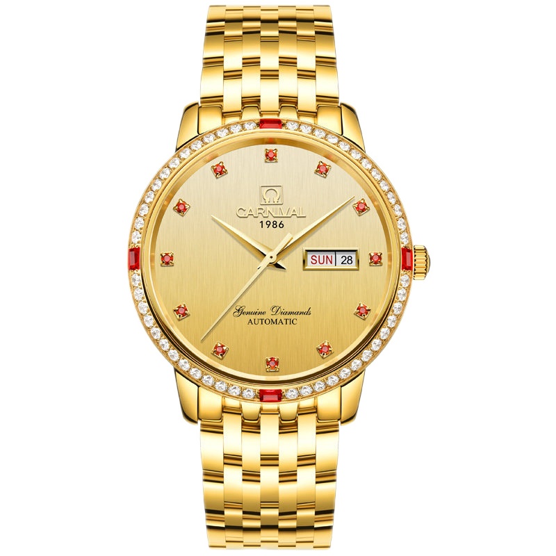 正品瑞士嘉年华Carnival手表新款男士全自动机械表 男休闲时尚精钢透底防水腕表双日历简约表盘轻奢风尚8676