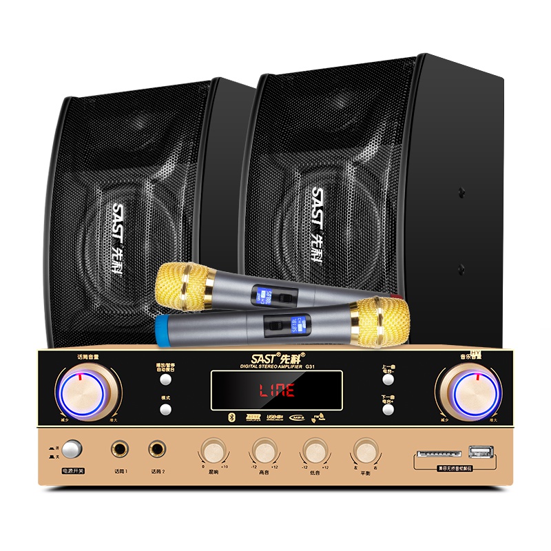 先科(SAST) KTV音响套装 家庭影院组合 点歌机触摸屏家用客厅舞台会议卡拉OK一体机 蓝牙卡包功放机音箱组合