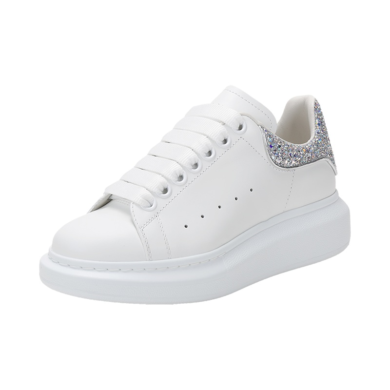 亚历山大·麦昆 ALEXANDER MCQUEEN 女士皮革阔型系带休闲运动鞋小白鞋558945 WHTQI
