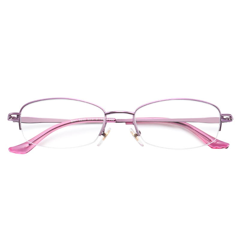 百年红 折叠老花镜 女士便携折叠款超轻合金椭圆形眼镜架 8037 樱花粉折叠款 150度(50-55岁)