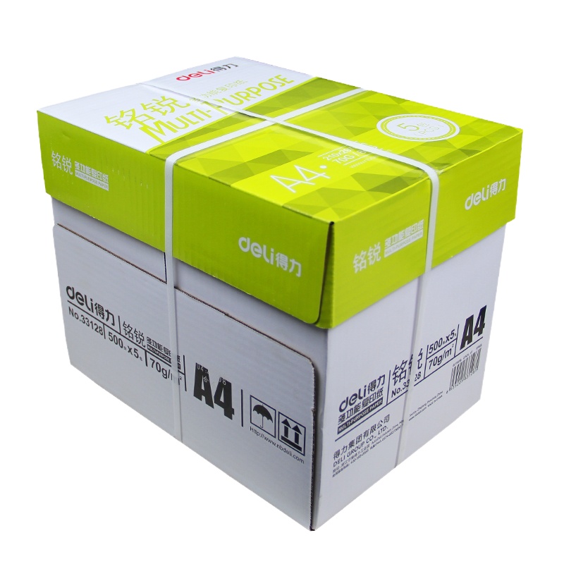 得力(deli)33128DJ 点睛 复印纸A4纸打印 铭锐木浆复印纸70g整箱 500张/包 5包/箱