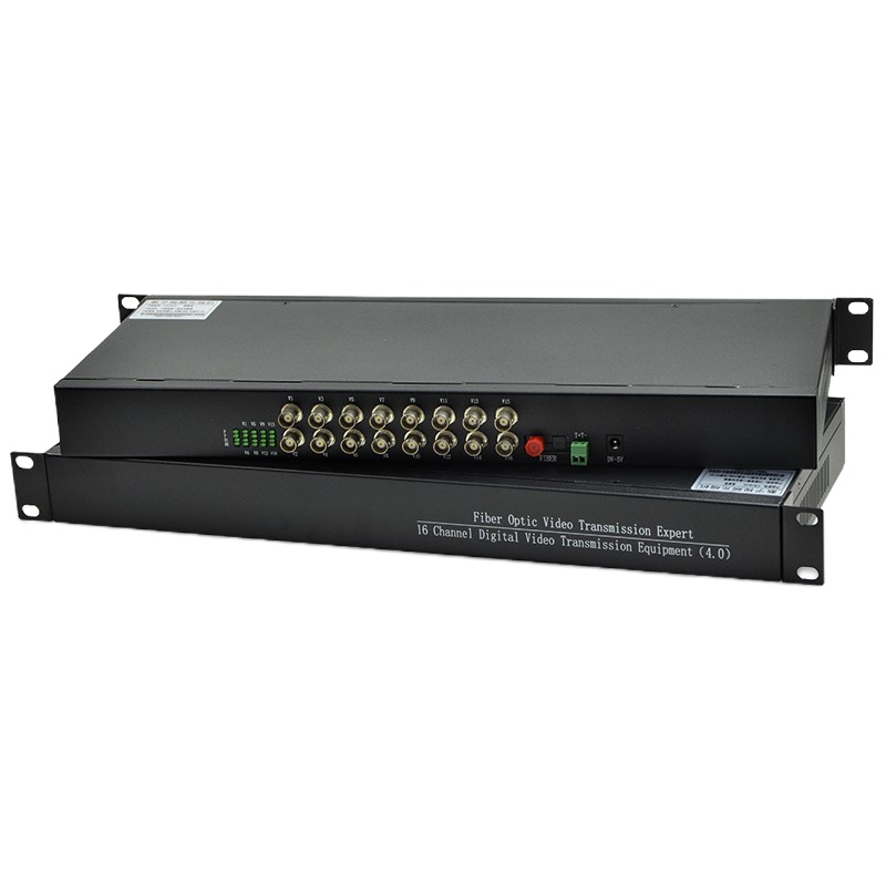 HHX1U机架式16路带1路反向数据视频光端机485单模单纤FC 一对