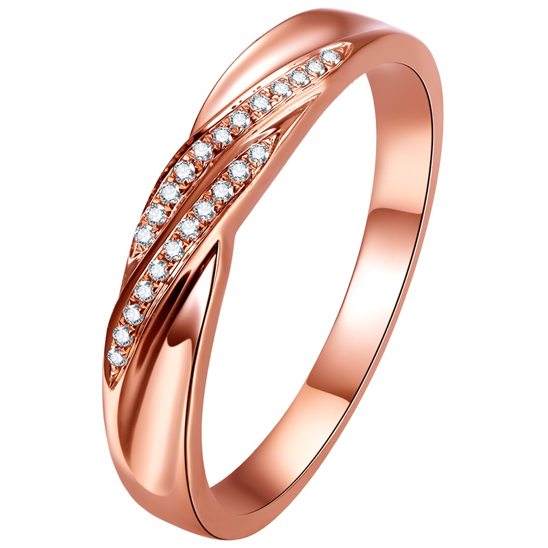 周六福玫瑰18K金情侣钻石女戒806B