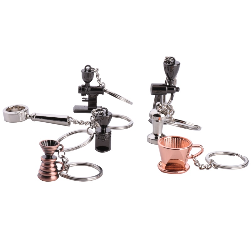 创意咖啡机钥匙扣创意咖啡壶系列钥匙挂件咖啡勺钥匙扣汽车钥匙扣