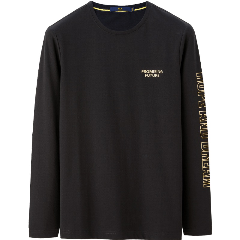 HLA/海澜之家时尚花纹长袖T恤男2019秋季棉氨圆领套头打底衫 HNTAD3R070A