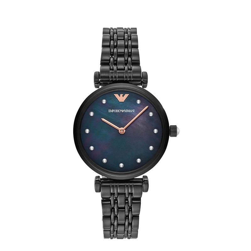 阿玛尼 （Emporio Armani）手表 乌金珍珠刻度休闲个性女士石英腕表 AR11268