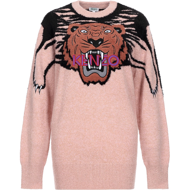 KENZO 高田贤三 女士虎头图案混纺针织衫套头衫 F86 2TO437 3XA